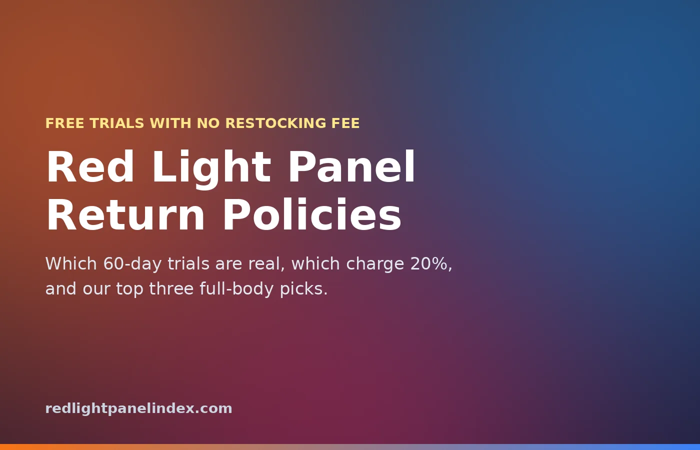 Red light therapy panels with 60-day free trials and no restocking fee